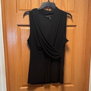 DKNY Black Draped Sleeveless Blouse